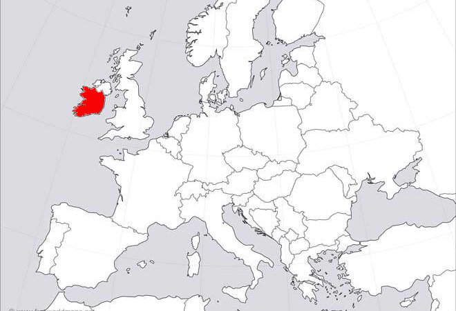 アイルランドはヨーロッパで北西部に位置しています