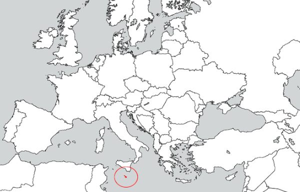 マルタはヨーロッパの南、地中海に位置しています