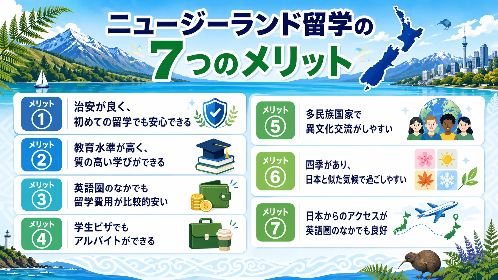 ニュージーランド留学の7つのメリット