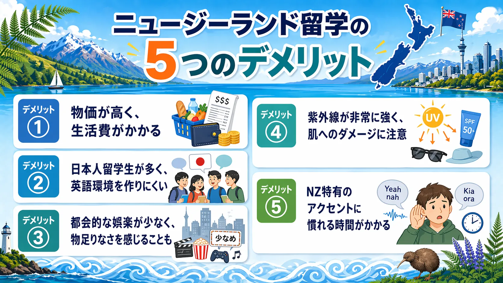 ニュージーランド留学のデメリット5選