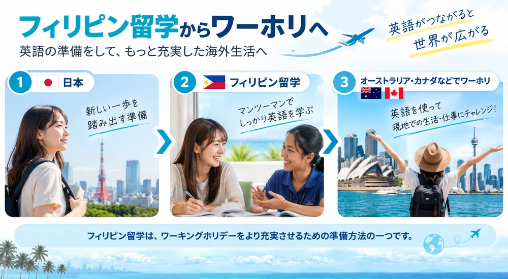 日本からフィリピン留学を経てオーストラリアやカナダのワーホリへ進む流れ