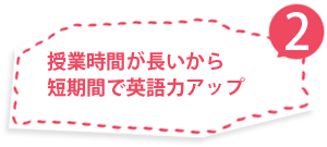 授業時間が長いから短期間で英語力アップ