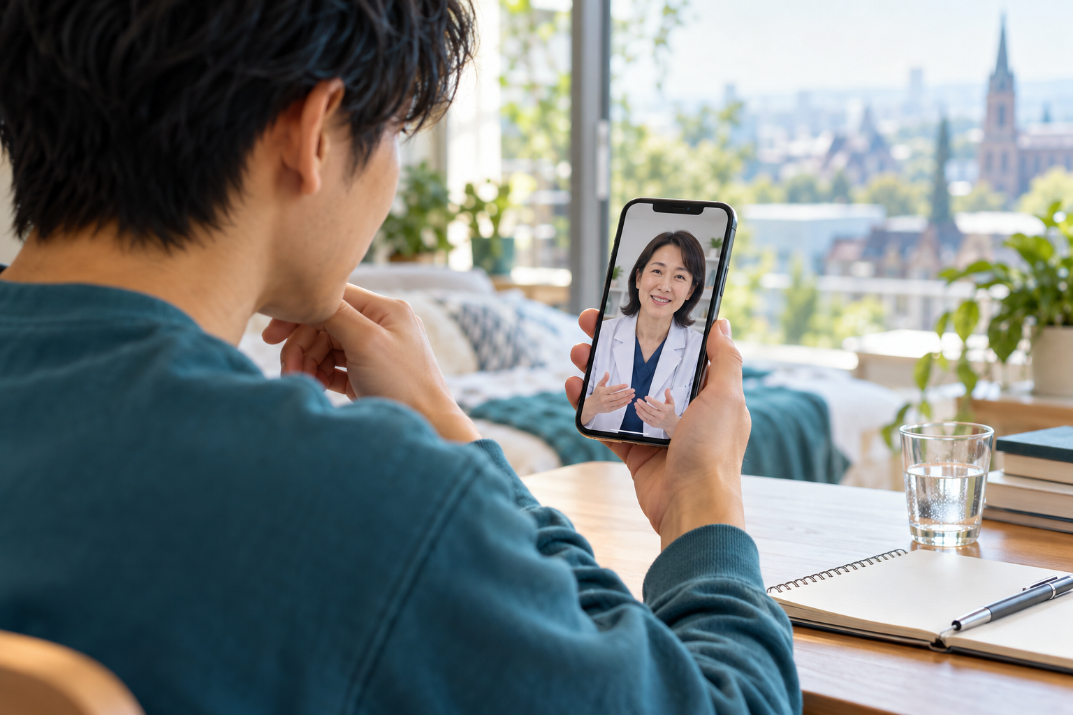 スマートフォンで日本人医師に相談するイメージ