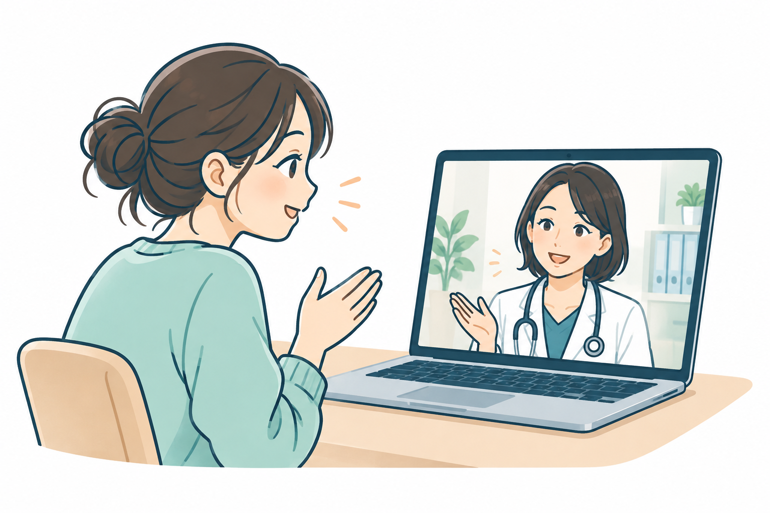 オンラインで医師に相談するイラスト
