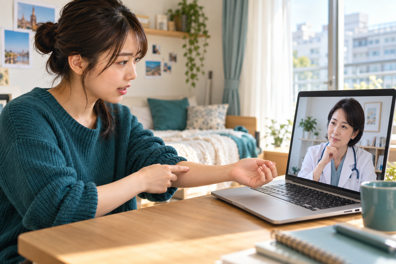 日本語で症状を医師に伝えるイメージ